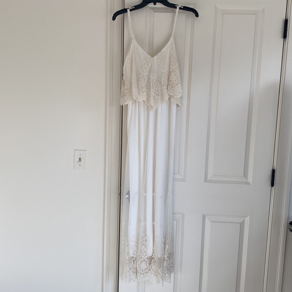 Stand in Awe Cream and Ivory Lace Maxi Dress - Picture 8 of 14